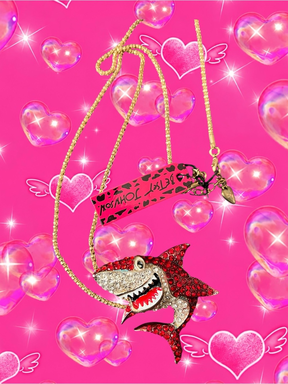 Betsey Johnson Red Shark Pendant Necklace